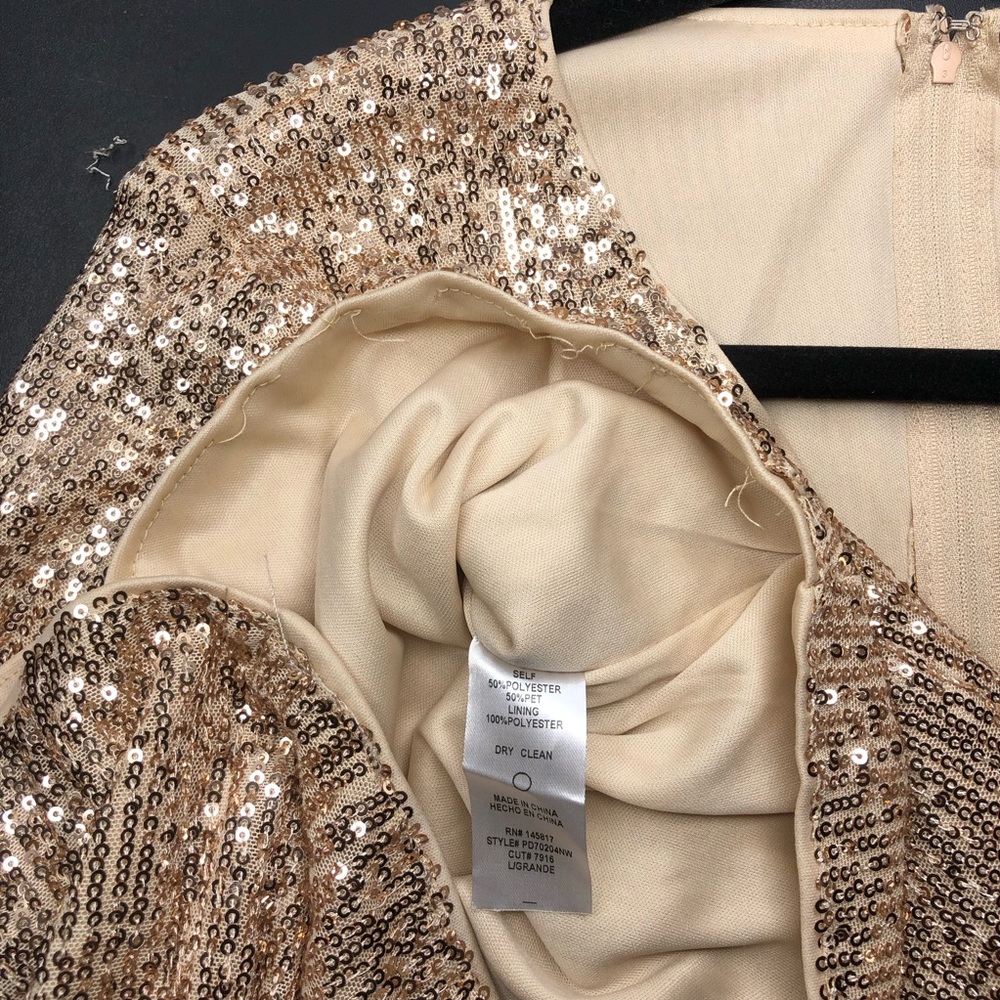 AKIRA Gold Sequin Long-Sleeve Mini Dress - Picture 10 of 10